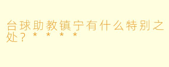 台球助教镇宁有什么特别之处?****