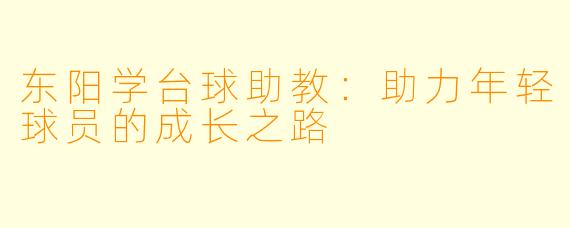 东阳学台球助教：助力年轻球员的成长之路