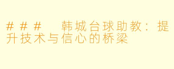 ### 韩城台球助教：提升技术与信心的桥梁
