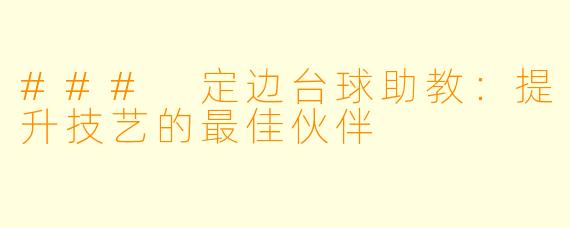### 定边台球助教：提升技艺的最佳伙伴