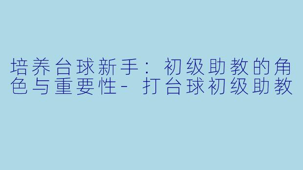 培养台球新手：初级助教的角色与重要性-打台球初级助教