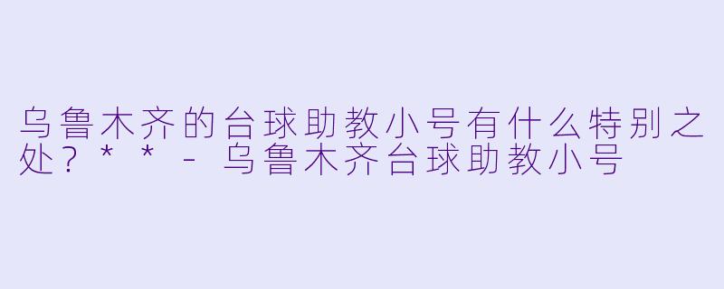 乌鲁木齐的台球助教小号有什么特别之处?**