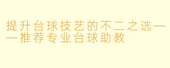 提升台球技艺的不二之选——推荐专业台球助教