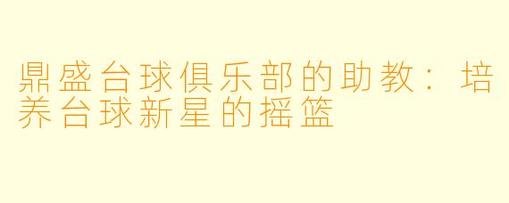 鼎盛台球俱乐部的助教：培养台球新星的摇篮