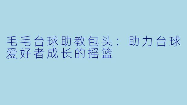 毛毛台球助教包头：助力台球爱好者成长的摇篮