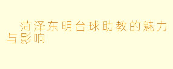  菏泽东明台球助教的魅力与影响