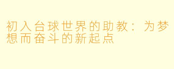 初入台球世界的助教:为梦想而奋斗的新起点