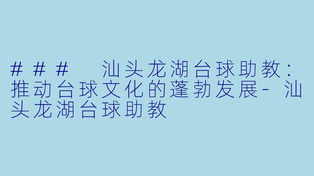 ### 汕头龙湖台球助教：推动台球文化的蓬勃发展-汕头龙湖台球助教