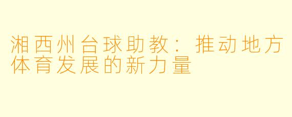 湘西州台球助教：推动地方体育发展的新力量