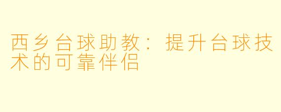 西乡台球助教：提升台球技术的可靠伴侣