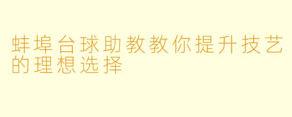 蚌埠台球助教教你提升技艺的理想选择