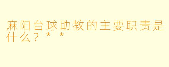 麻阳台球助教的主要职责是什么？**