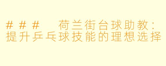 ### 荷兰街台球助教：提升乒乓球技能的理想选择