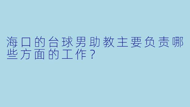 海口的台球男助教主要负责哪些方面的工作?