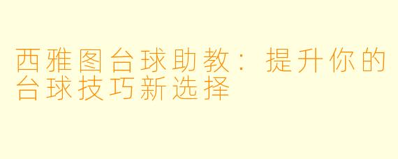 西雅图台球助教:提升你的台球技巧新选择