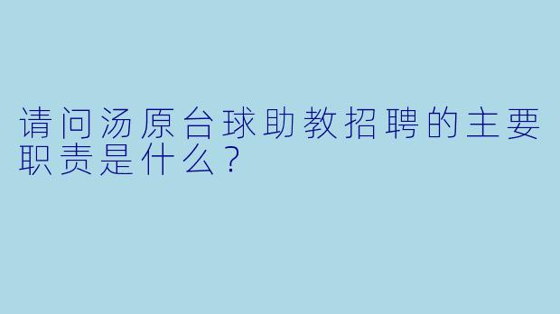 请问汤原台球助教招聘的主要职责是什么？