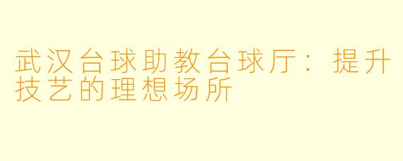 武汉台球助教台球厅：提升技艺的理想场所