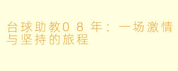 台球助教08年：一场激情与坚持的旅程