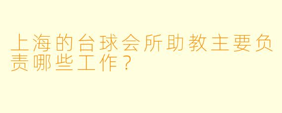 上海的台球会所助教主要负责哪些工作？