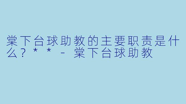 棠下台球助教的主要职责是什么？**