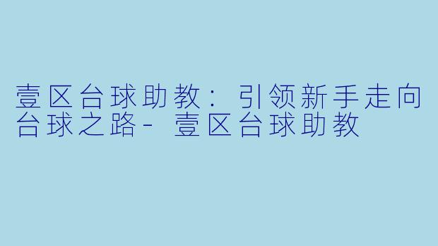 壹区台球助教：引领新手走向台球之路-壹区台球助教