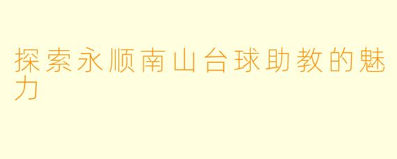 探索永顺南山台球助教的魅力