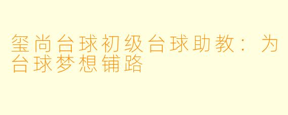 玺尚台球初级台球助教:为台球梦想铺路