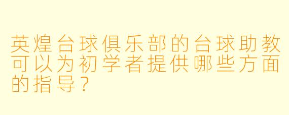 英煌台球俱乐部的台球助教可以为初学者提供哪些方面的指导？
