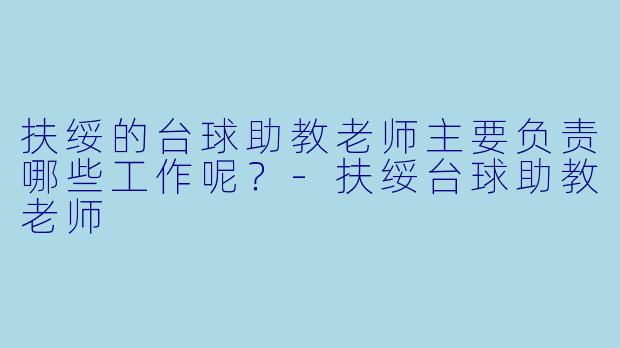 扶绥的台球助教老师主要负责哪些工作呢？