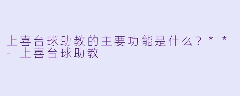 上喜台球助教的主要功能是什么？**