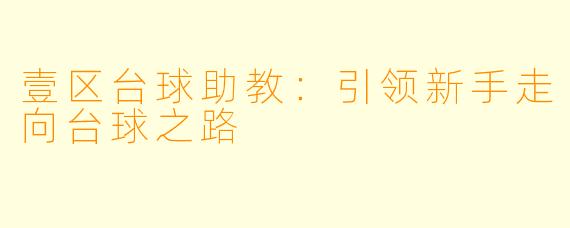 壹区台球助教:引领新手走向台球之路