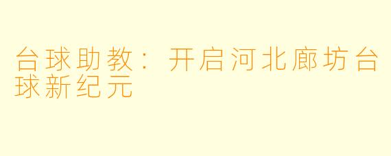 台球助教：开启河北廊坊台球新纪元