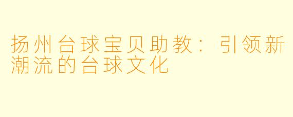 扬州台球宝贝助教：引领新潮流的台球文化