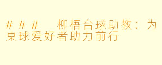 ### 柳梧台球助教：为桌球爱好者助力前行
