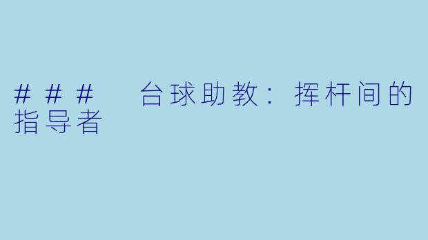 ### 台球助教：挥杆间的指导者
