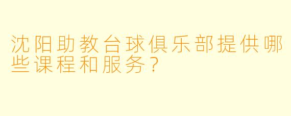 沈阳助教台球俱乐部提供哪些课程和服务?