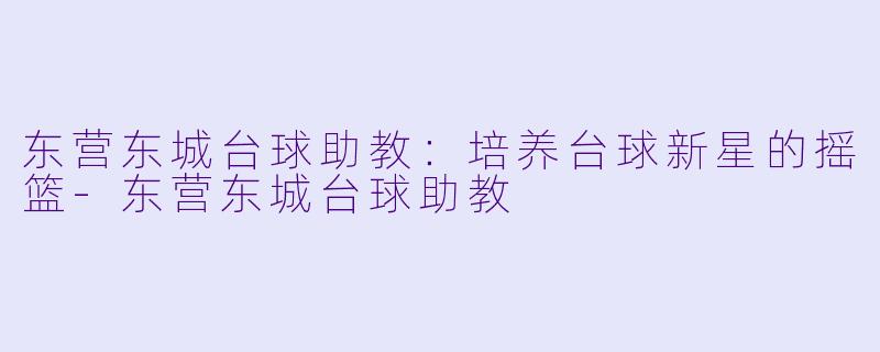 东营东城台球助教：培养台球新星的摇篮-东营东城台球助教