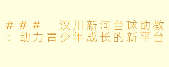 ### 汉川新河台球助教：助力青少年成长的新平台