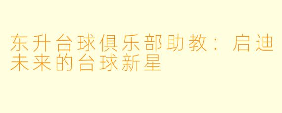 东升台球俱乐部助教：启迪未来的台球新星