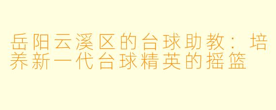 岳阳云溪区的台球助教:培养新一代台球精英的摇篮