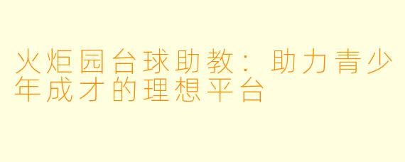 火炬园台球助教：助力青少年成才的理想平台
