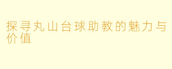 探寻丸山台球助教的魅力与价值