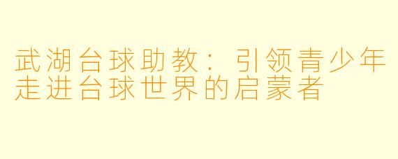武湖台球助教：引领青少年走进台球世界的启蒙者