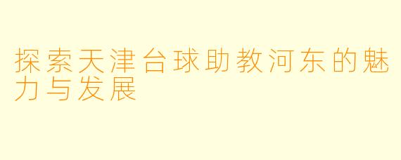 探索天津台球助教河东的魅力与发展