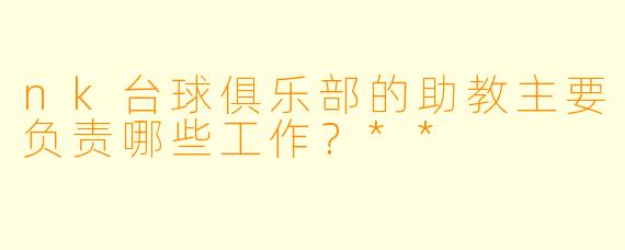 nk台球俱乐部的助教主要负责哪些工作？**