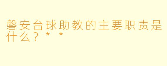 磐安台球助教的主要职责是什么？**