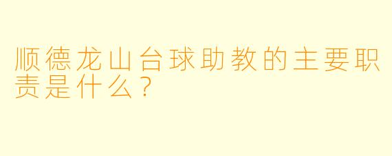 顺德龙山台球助教的主要职责是什么？