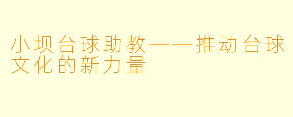 小坝台球助教——推动台球文化的新力量