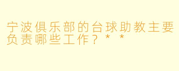 宁波俱乐部的台球助教主要负责哪些工作?**