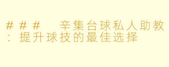 ### 辛集台球私人助教：提升球技的最佳选择